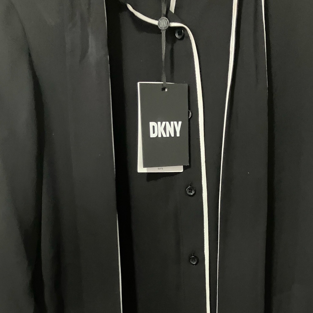DKNY blouse with white trim and bow tie detail - Picture 5 of 6